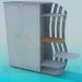 3d model Cupboard with external shelves - preview