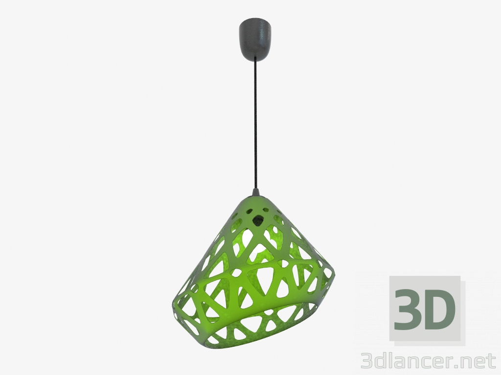 3d model Lamp hanging (Green black wire dark) - preview