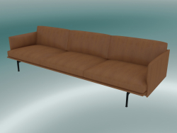 Sofa 3.5-seater Outline (Refine Cognac Leather, Black)