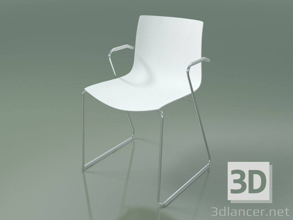 3D Modell Stuhl 0287 (auf Schienen mit Armlehnen, Polypropylen PO00101) - Vorschau