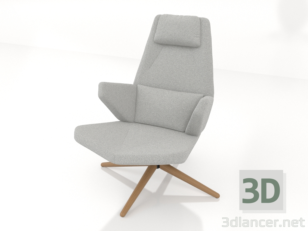 3d модель Кресло с деревянным основанием – превью