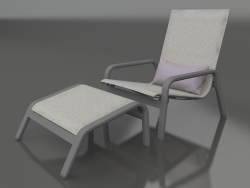 Lounge chair with high back and pouf (Anthracite)