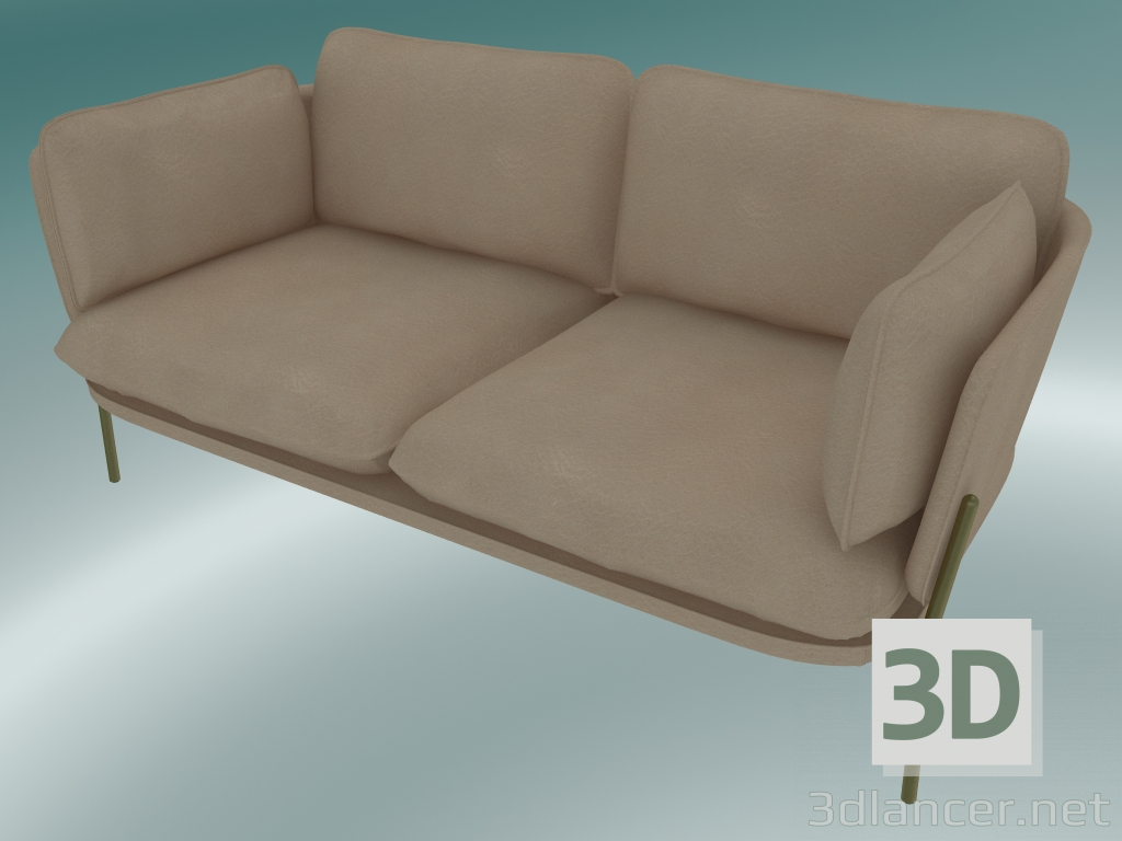 3D Modell Sofa Sofa (LN2, 84x168 H 75cm, Bronzierte Beine, Leder - Seidenanilin) - Vorschau