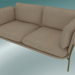 modello 3D Divano divano (LN2, 84x168 H 75cm, gambe bronzate, pelle - anilina di seta) - anteprima
