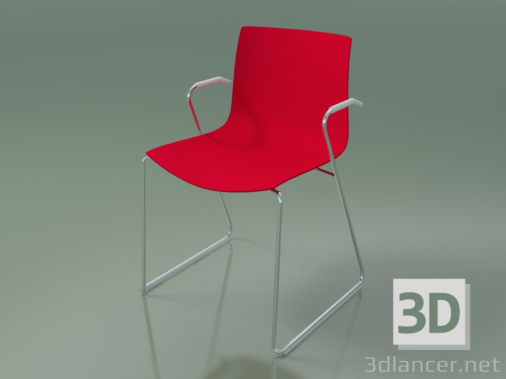 Modelo 3d Cadeira 0287 (sobre trilhos com braços, em polipropileno PO00104) - preview