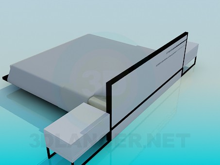 3d model Bed with bedsides in the style of minimalism - preview 3d model Bed with bedsides in the style of minimalism - preview