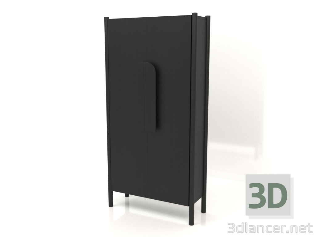 3D Modell Garderobe mit kurzen Griffen B 01 (800x300x1600, Holz schwarz) - Vorschau