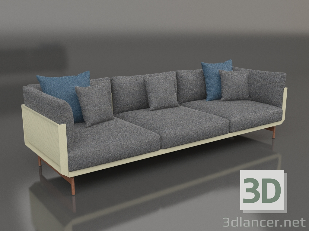 3D modeli 3'lü kanepe (Altın) - önizleme