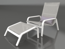 Крісло для відпочинку з високою спинкою та пуф (White)