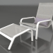 3d model Lounge chair with high back and pouf (White) - preview