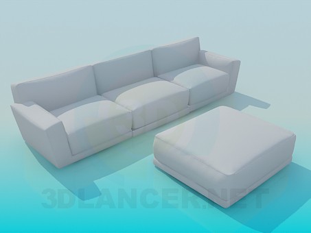 modelo 3D Sofá y banqueta - escuchar modelo 3D Sofá y banqueta - escuchar
