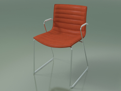 कुर्सी 0289 (आर्मड के साथ स्किड पर, चमड़े के असबाब के साथ)