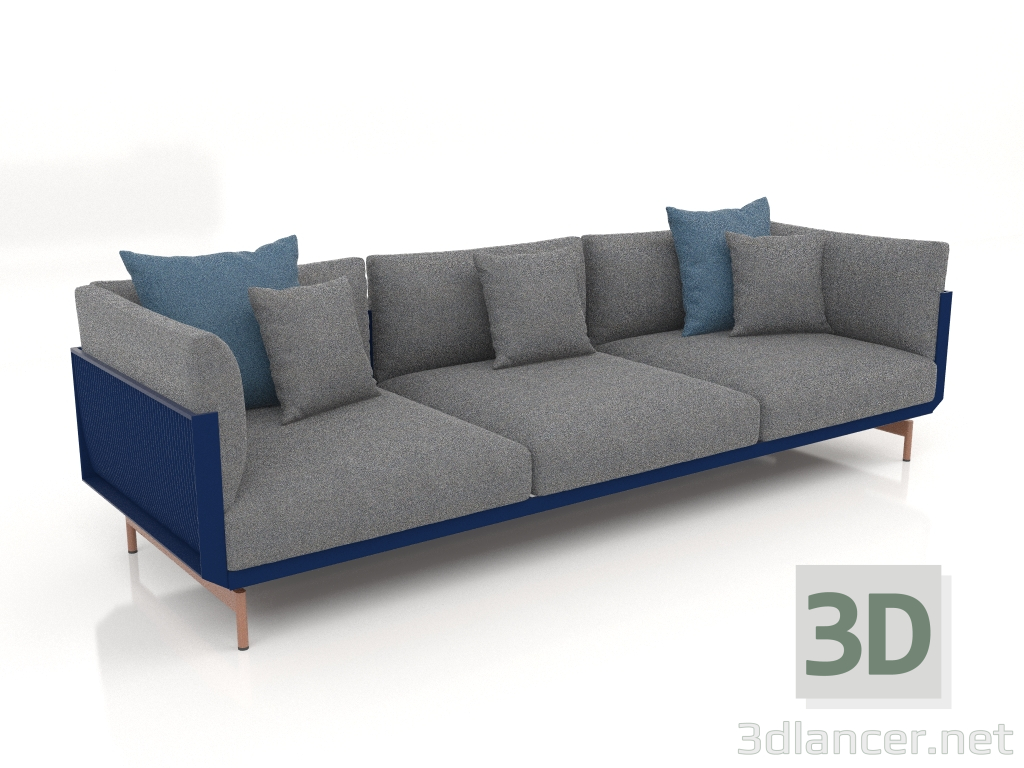modello 3D Divano 3 posti (Blu notte) - anteprima