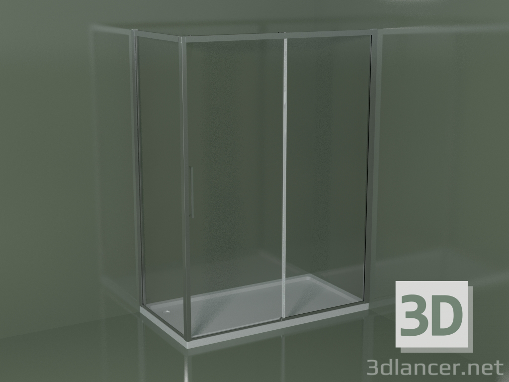 3D modeli Dikdörtgen köşe duş teknesi için sürgülü duş kabini ZQ + ZF 150 - önizleme