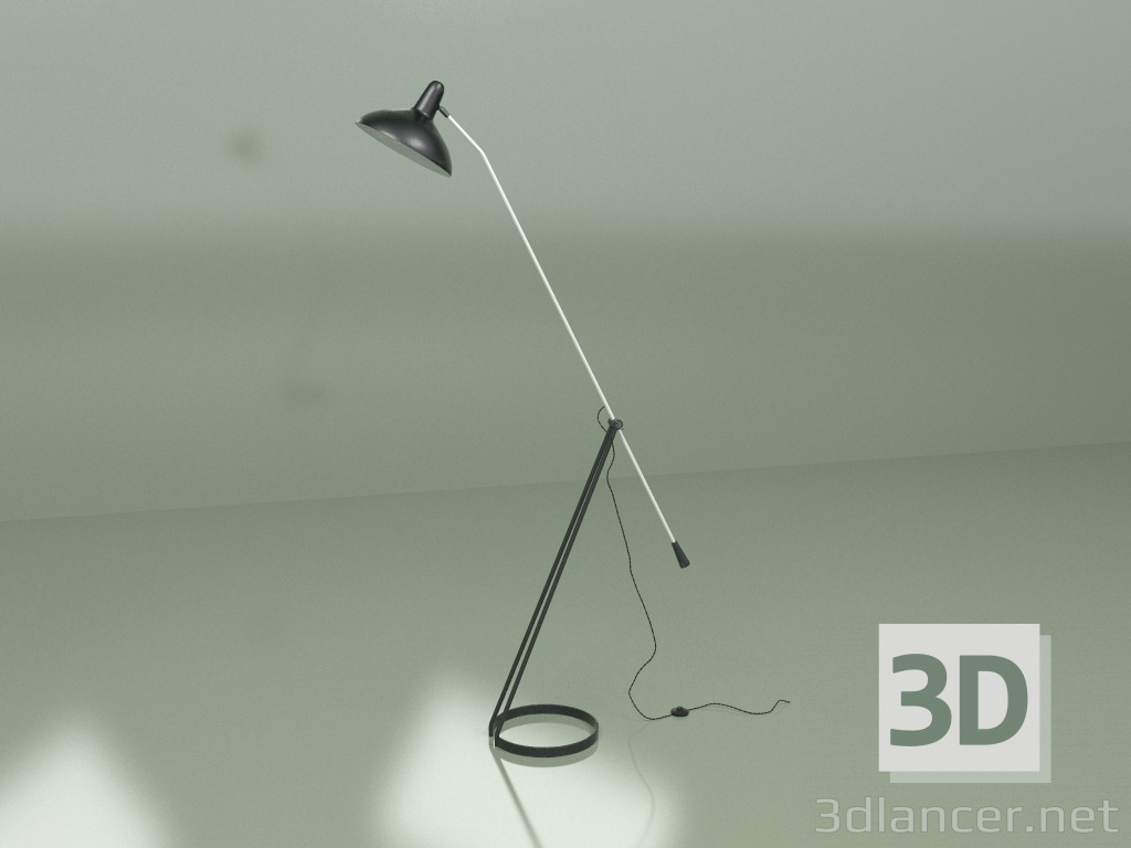 3d model Lámpara de pie Floris (negro) - vista previa