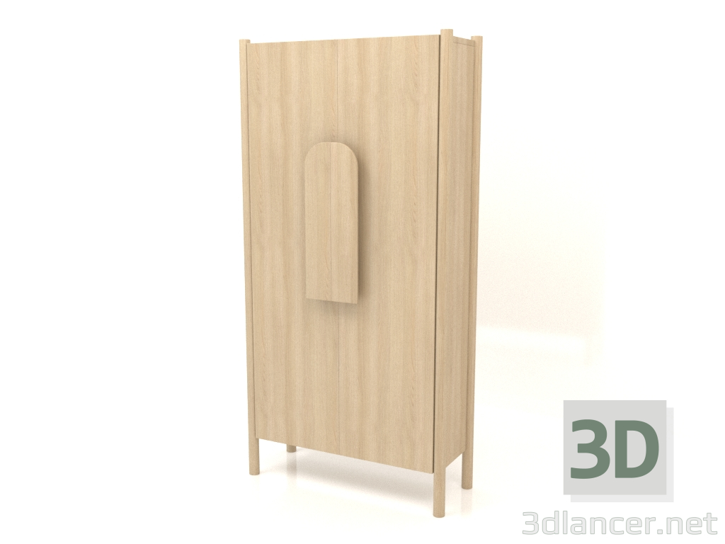 modello 3D Armadio con maniglie corte L 01 (800x300x1600, legno bianco) - anteprima
