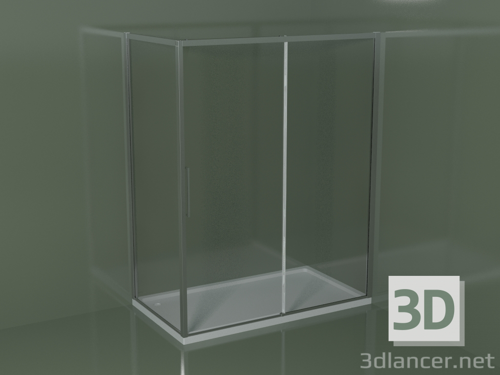 3D modeli Dikdörtgen köşe duş teknesi için sürgülü duş kabini ZQ + ZF 160 - önizleme