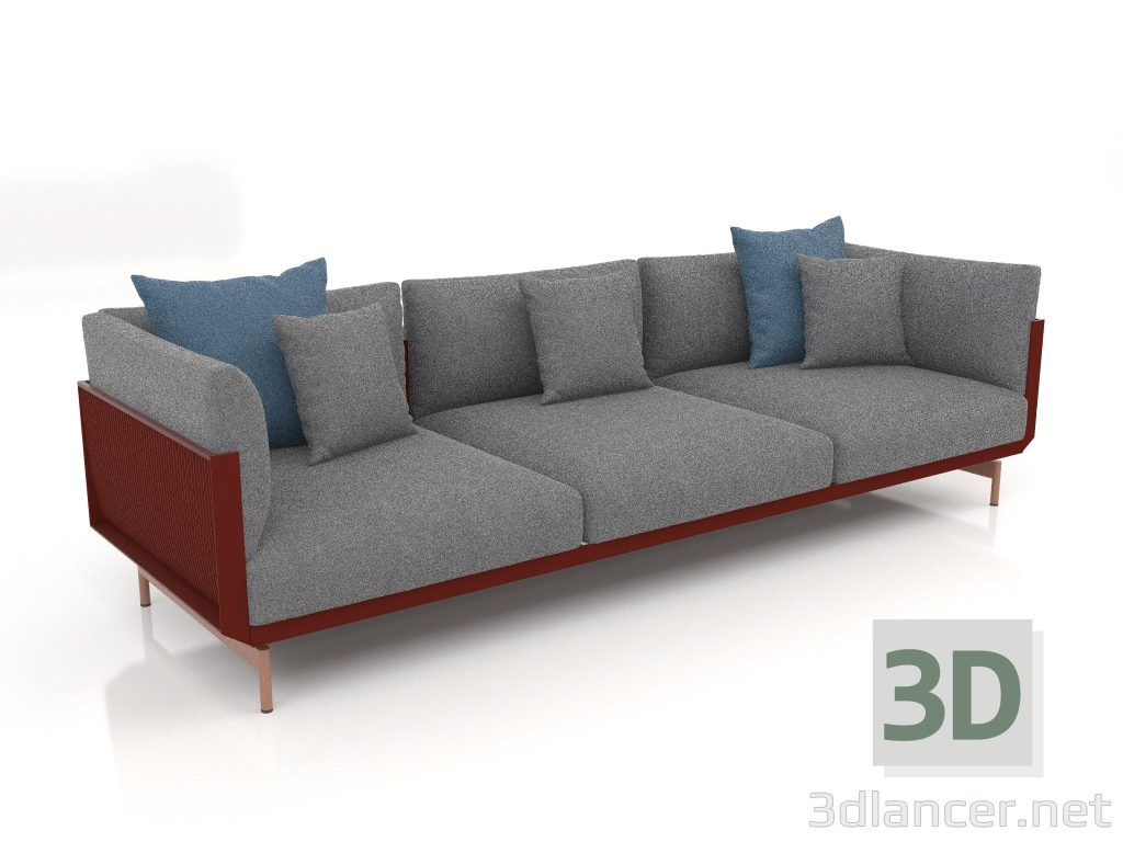 3 डी मॉडल 3-सीटर सोफा (वाइन रेड) - पूर्वावलोकन