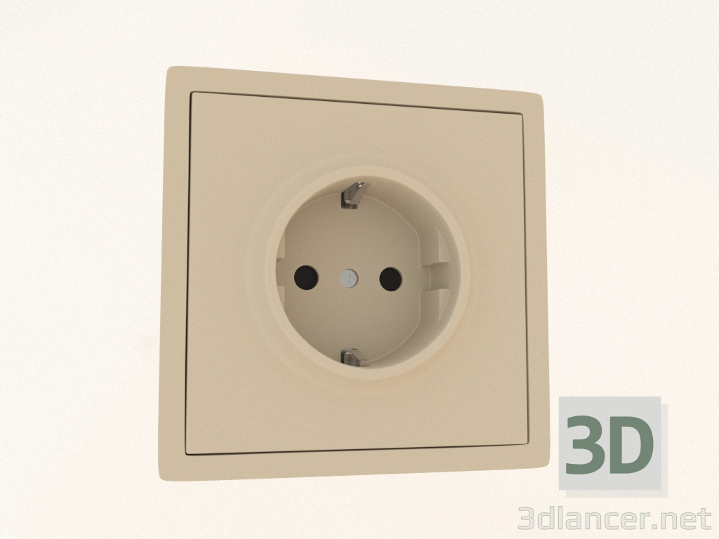 3d model Schuko grounding and shutter socket (16A, 250V, screw-on, matte cashmere, DA22035) R98 - preview