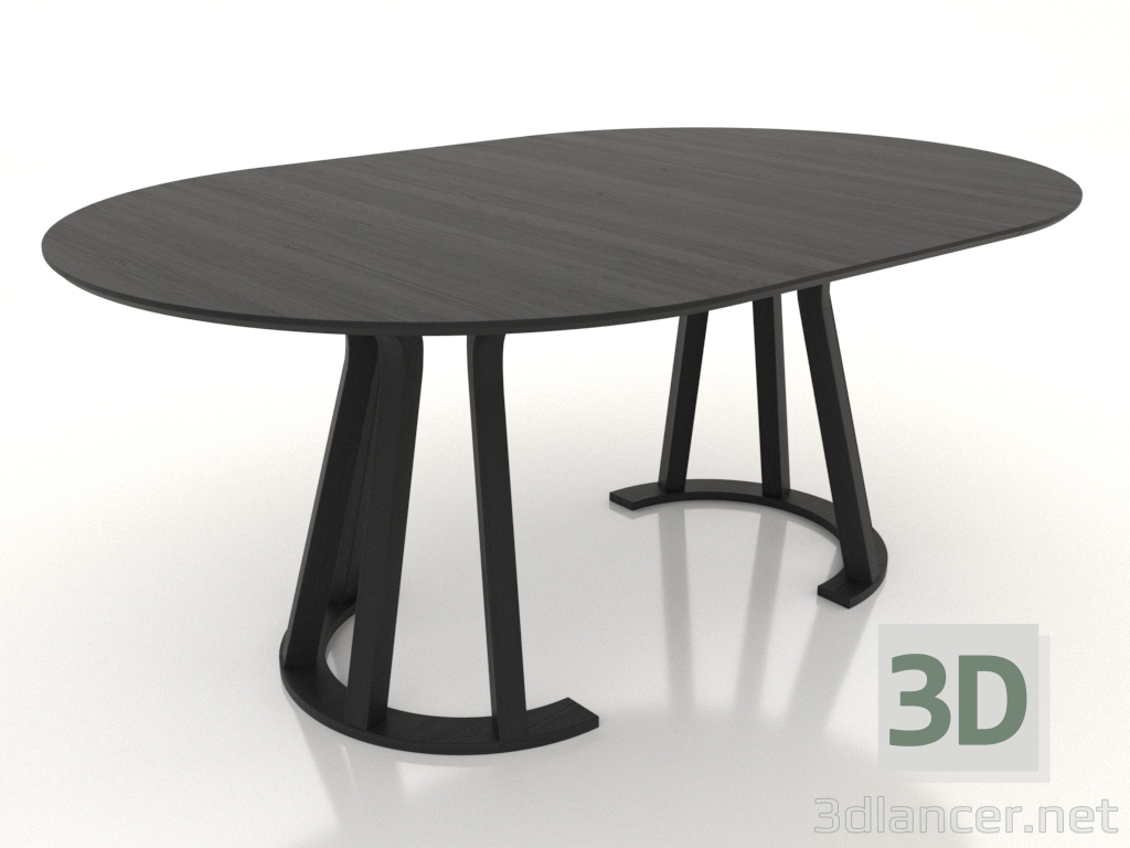 modello 3D Tavolo da pranzo TRANSFORM 1800x1200 mm (nero RAL 9005) - anteprima