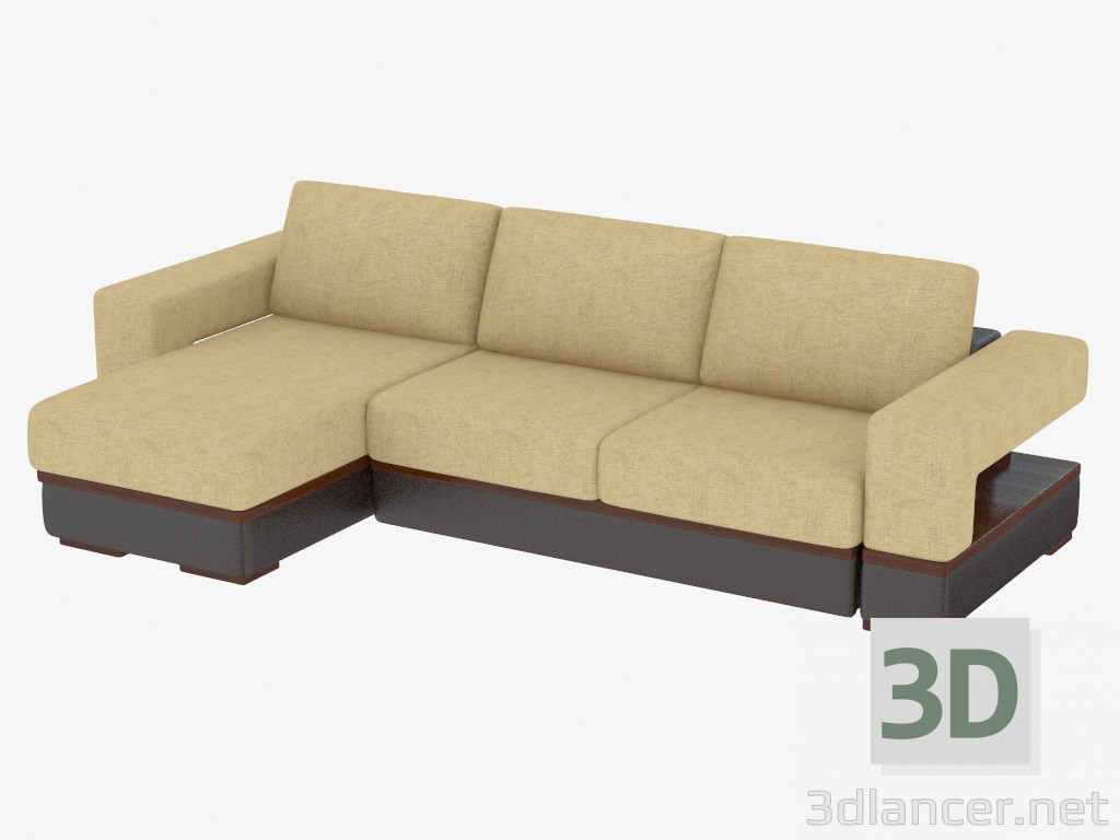 Modelo 3d Sofá de canto com estofos combinados - preview