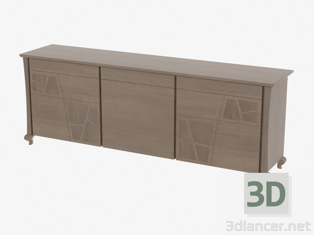 modèle 3D Buffet 3 portes 3 tiroirs sur CR3MOLR jambes courbe - preview