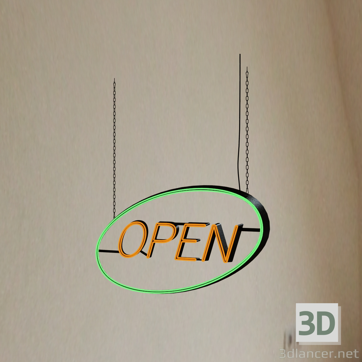 Letrero de neón "abierto". 3D modelo Compro - render