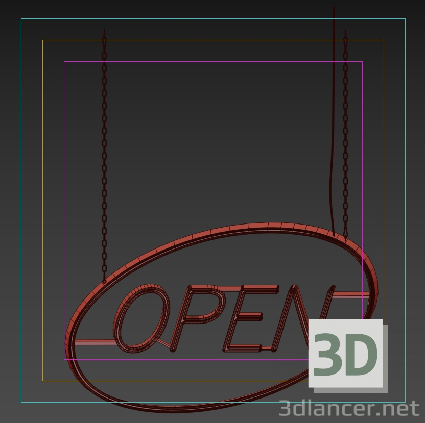 3D "Açık" neon işareti. modeli satın - render