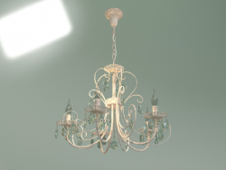Suspension chandelier 3305-5 (white with gold - clear crystal Strotskis)