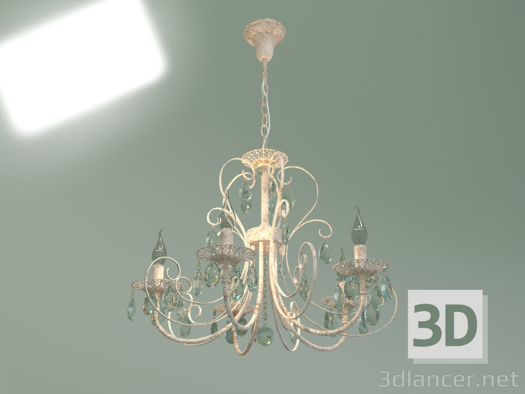3d model Suspension chandelier 3305-5 (white with gold - clear crystal Strotskis) - preview