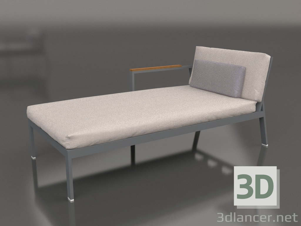 3d model Módulo sofá sección 2 izquierda (Antracita) - vista previa