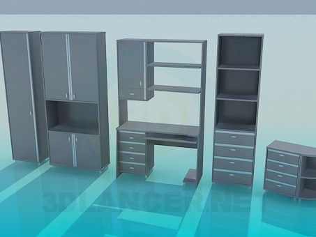 3d model Living in a study - preview 3d model Living in a study - preview