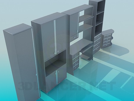 3d model Living in a study - preview 3d model Living in a study - preview