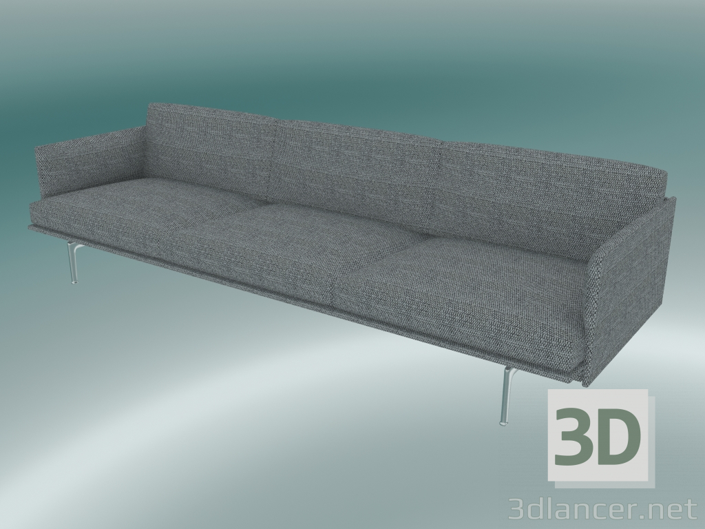 modèle 3D Canapé 3,5 places Outline (Vancouver 14, aluminium poli) - preview