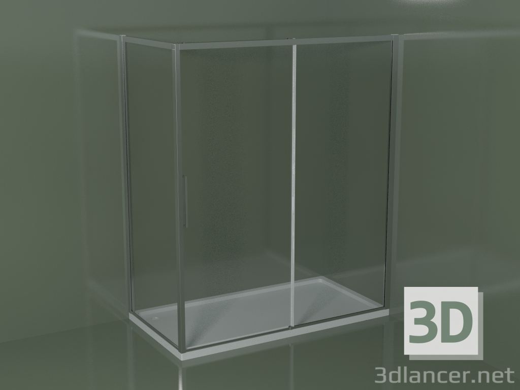 3D modeli Dikdörtgen köşe duş teknesi için sürgülü duş kabini ZQ + ZF 170 - önizleme