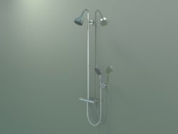 Shower pipe with thermostat and 3jet overhead shower (34640000)