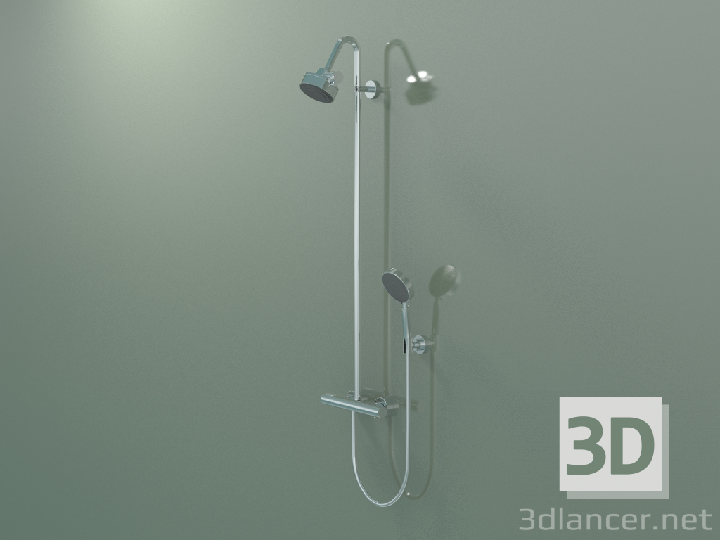 3d model Shower pipe with thermostat and 3jet overhead shower (34640000) - preview