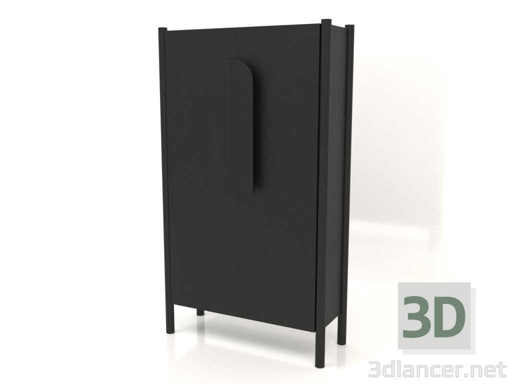 3 डी मॉडल छोटे हैंडल वाली अलमारी W 01 (800x300x1400, लकड़ी का काला) - पूर्वावलोकन