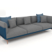 3d model 3-seater sofa (Grey blue) - preview