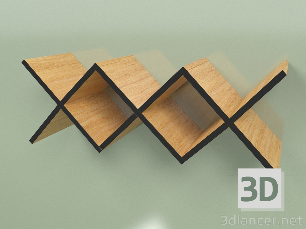 3D Modell Woo Regal Wohnzimmer Langes Regal (Schwarz) - Vorschau