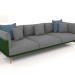 3D modeli 3'lü kanepe (Şişe yeşili) - önizleme