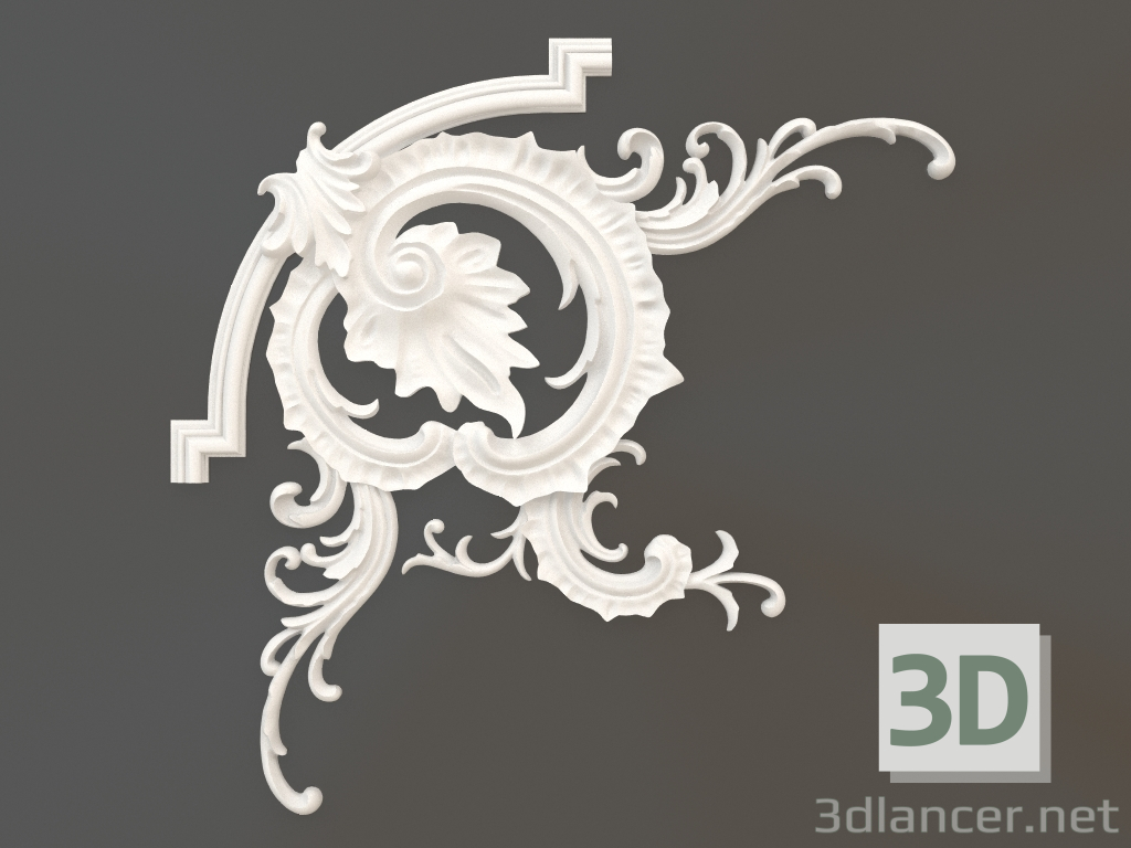 Modelo 3d Elemento de canto em gesso DELH 032 (750x750) - preview