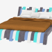 3 डी मॉडल डबल बेड क्यू। बीड रंग - पूर्वावलोकन