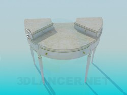 The semi-circular table with drawers