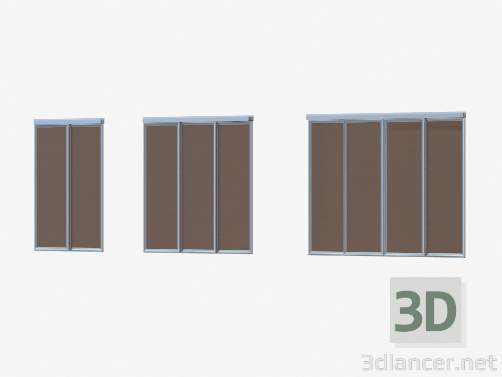 3d model Interroom partition of A1 (silver bronza glass) - preview