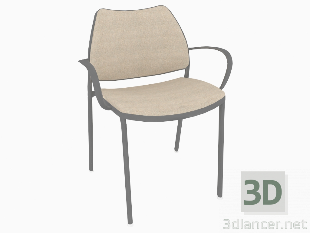 modèle 3D Chaise de bureau avec cadre noir (avec accoudoirs) - preview