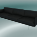 modèle 3D Canapé de 3,5 places (cuir noir raffiné, aluminium poli) - preview