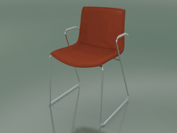 Cadeira 0313 (sobre trilhos com braços, com estofo de couro removível, capa 2)
