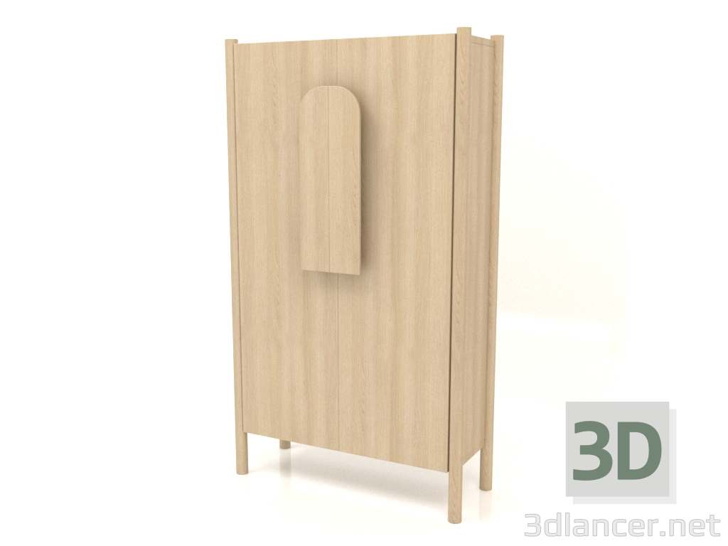 modello 3D Armadio con maniglie corte L 01 (800x300x1400, legno bianco) - anteprima