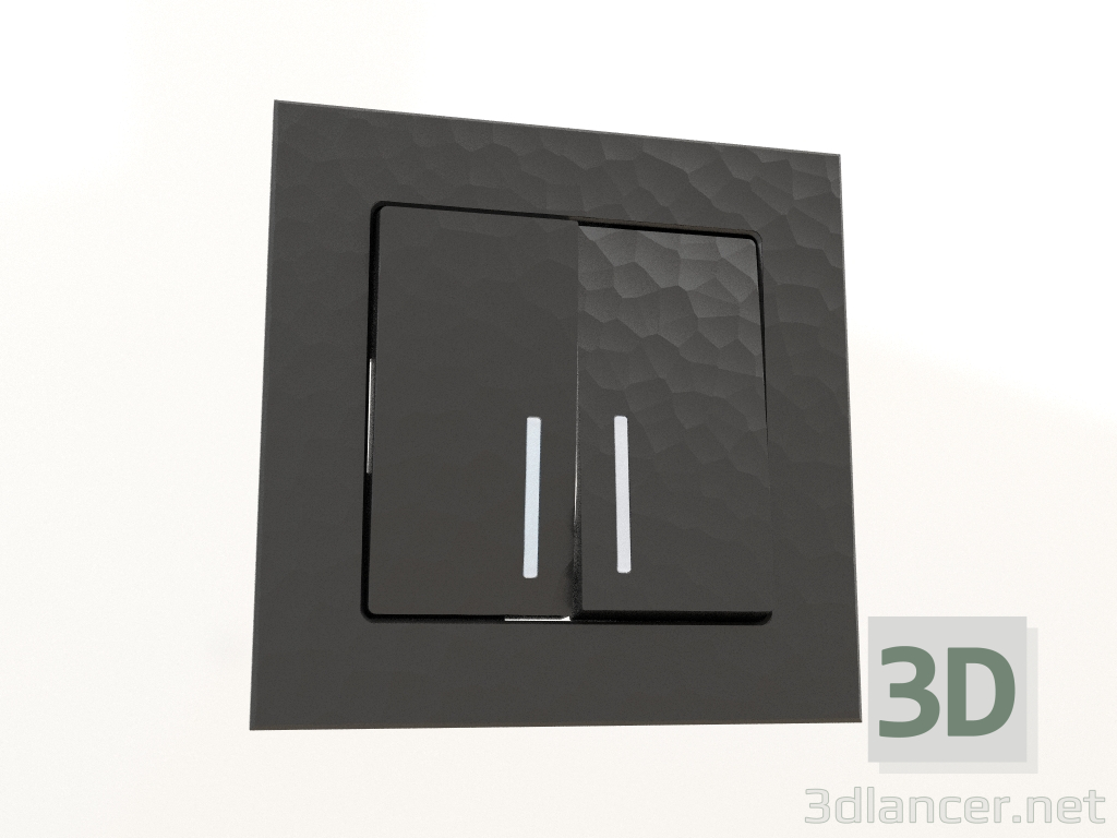 modèle 3D Interrupteur double avec rétroéclairage (noir martelé) - preview